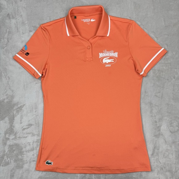 Lacoste Miami‎ Open 2025 Polo Ultra Dry Slim Fit Orange Women's Size 34 - Picture 1 of 8
